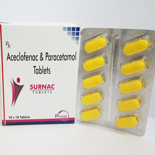 Product Name: Surnac, Compositions of Aceclofenac & Paracetamol  Tablets are Aceclofenac & Paracetamol  Tablets - JV Healthcare