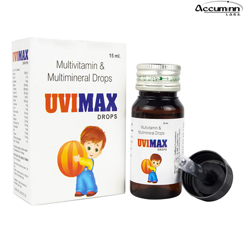 Product Name: Uvimax, Compositions of Uvimax are Multivitamin & Multiminerals Drops - Accuminn Labs