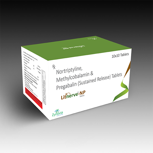 Product Name: Litnerve NP, Compositions of Litnerve NP are Nortriptyline, Methylcobalamin & Pregabalin (Sustained Release) Tablets - Zynovia Lifecare