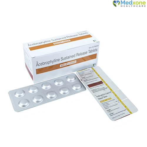 Product Name: BRILIFT 200SR, Compositions of Acebrophylline Sustained Release Tablets are Acebrophylline Sustained Release Tablets - Medxone Healthcare