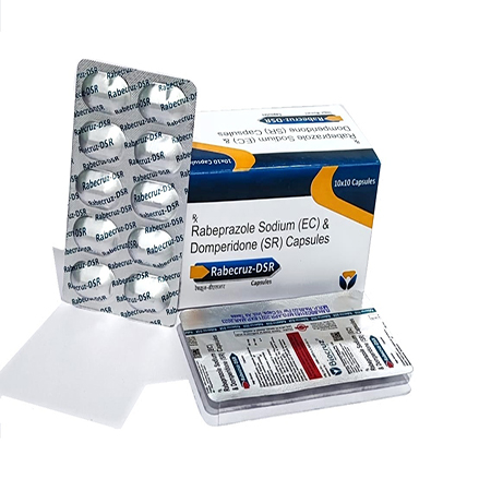 Product Name: Rabecruz DSR, Compositions of Rabecruz DSR are Rabeprazole Sodium (EC) & Domperidone (SR) Capsules - Biocruz Pharmaceuticals Private Limited