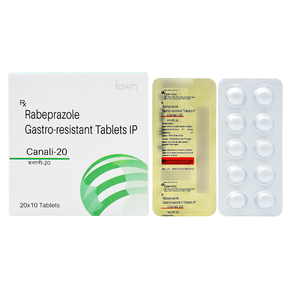 Product Name: CANALI 20, Compositions of CANALI 20 are Rabeprazole Sodium I.P. 20 mg. - Fawn Incorporation