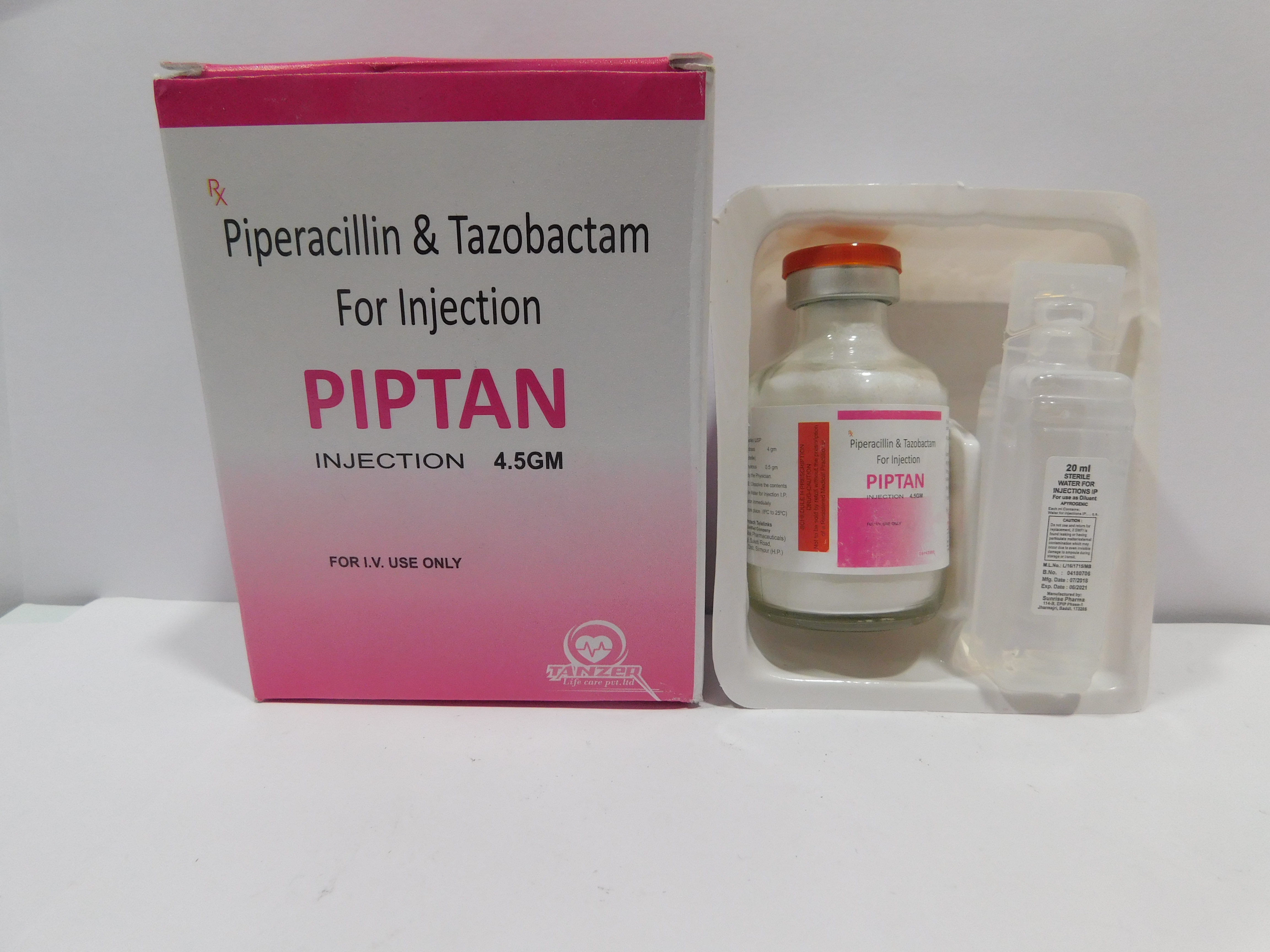 Product Name: PIPTAN, Compositions of PIPTAN are Piperacillin & Tazobactam for Injection - Tanzer Lifecare Private Limited