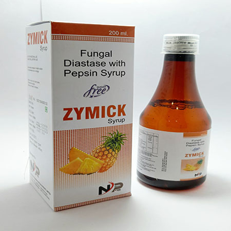 Product Name: Zymick, Compositions of Zymick are Fungal Diastase with Pepsin Syrup - Noxxon Pharmaceuticals Private Limited