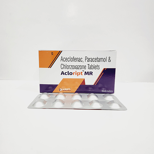 Product Name: Acloript MR, Compositions of Acloript MR are Aceclofenac Paracetamol & Chlorzoxazone Tablets - Kript Pharmaceuticals