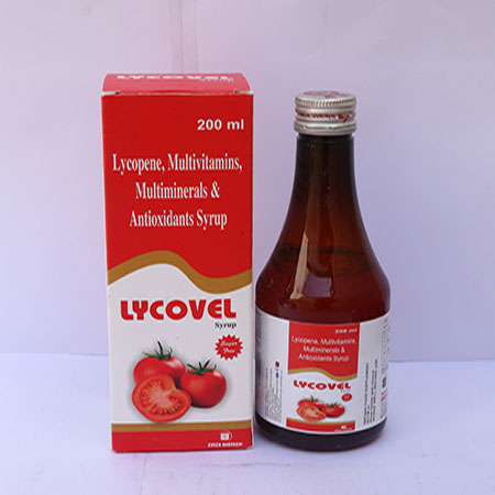 Product Name: Lycovel, Compositions of Lycovel are Lycopene,Multivitamins,Multiminerals & Antioxidants Syrup - Eviza Biotech Pvt. Ltd