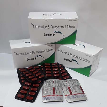 Product Name: GEENIM P, Compositions of GEENIM P are Nimesulide & Paracetamol Tablets - Acinom Healthcare