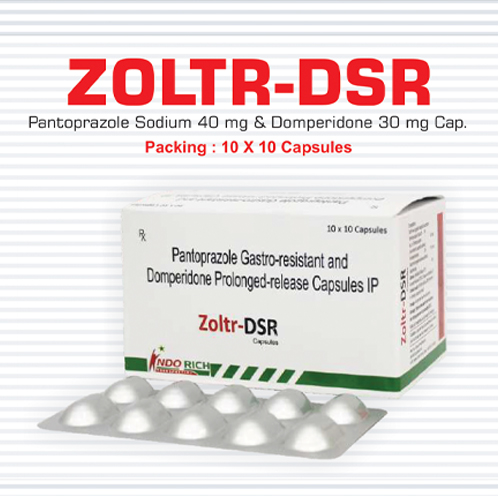 Product Name: Zoltr DSR, Compositions of Zoltr DSR are Pantaprazole  Gastro Resitant  and Domperidone Prolonged Release Capsules IP - Pharma Drugs and Chemicals