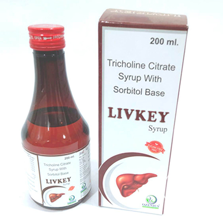 Product Name: LIVKEY, Compositions of LIVKEY are Tricholine Citrate Syrup With Sorbitol Base - Ozenius Pharmaceutials