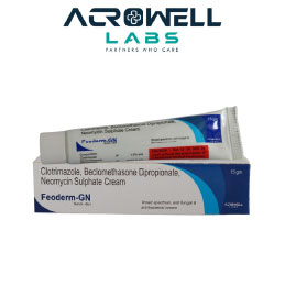 Product Name: Feoderm Plus, Compositions of Feoderm Plus are Ofloxacin, Ornidazole, Itraconazole & Clobetasol Propionate Cream - Acrowell Labs Private Limited