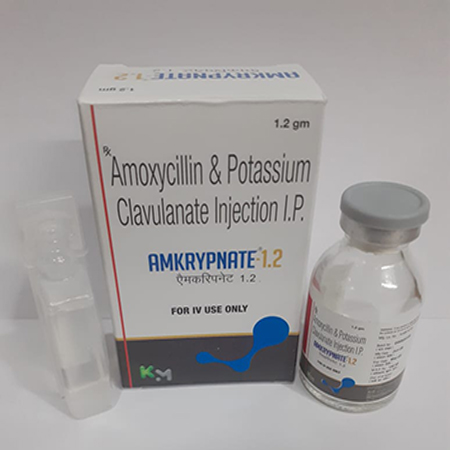 Product Name: Amkrypnate 1.2, Compositions of Amkrypnate 1.2 are Amoxycillin & Potassium Clavulanate Injection IP - Kryptomed Formulations Pvt Ltd