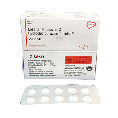 Product Name: Z Sar H, Compositions of Z Sar H are Losartan Potassium & Hydrochlorothiazide Tablets IP - Arlak Biotech