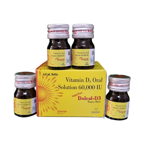 Product Name: Dolcal D3, Compositions of Dolcal D3 are Vitamin D, Oral Solution 60,000 IU - Dolchem Pharmaceuticals Private Limited