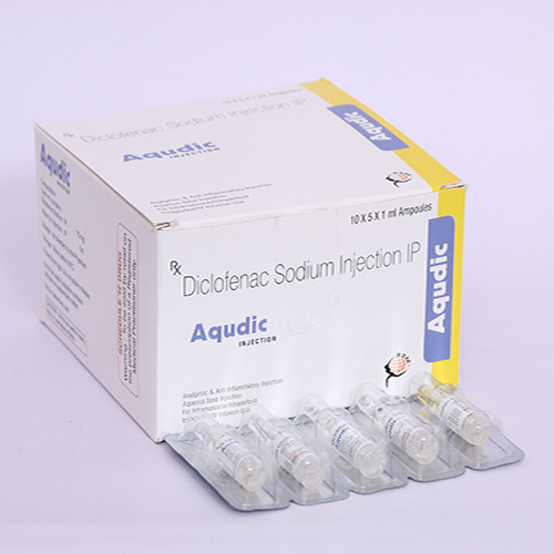 Product Name: AQUDIC, Compositions of AQUDIC are Diclofenac Sodium Injection IP - Biomax Biotechnics Pvt. Ltd