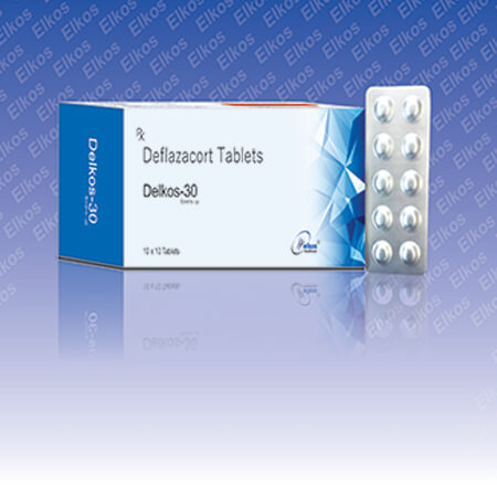Product Name: Delkos 30, Compositions of Delkos 30 are Deflazacort Tablet - Elkos Healthcare Pvt. Ltd