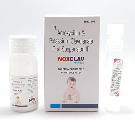 Product Name: Noxclave , Compositions of Noxclave  are Amoxycillin Potassium Clavulanate Foral oral Suspesion Ip - Noxxon Pharmaceuticals Private Limited