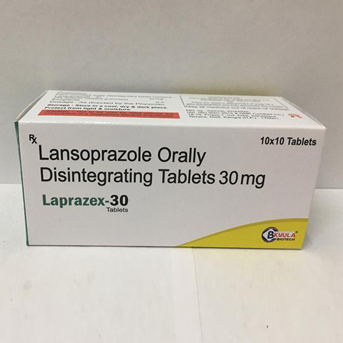 Product Name: Laprazex 30, Compositions of Laprazex 30 are Lansoprazole Orally Disintegrating Tablets 30 mg - Bkyula Biotech