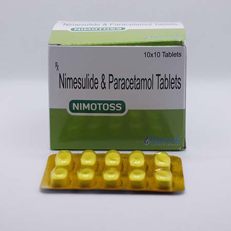 Product Name: Nimotoss, Compositions of Nimotoss are Nimesulide & Paracetamol Tablets - Norvick Lifesciences