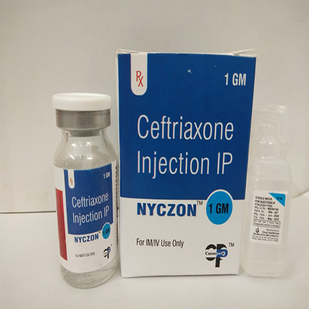 Product Name: Nyczon, Compositions of Nyczon are Ceftriaxone Injection IP - Cassopeia Pharmaceutical Pvt Ltd