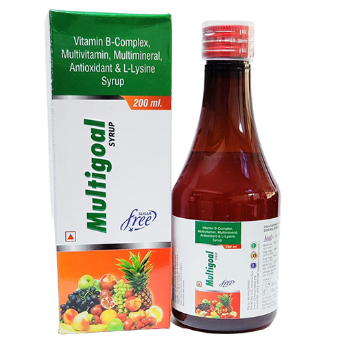 Product Name: Multigoal Syrup, Compositions of Multigoal Syrup are Vitamin B-Complex, Multivitamin, Multimineral, Antioxidant & L-Lysine Syrup - Medicamento Healthcare