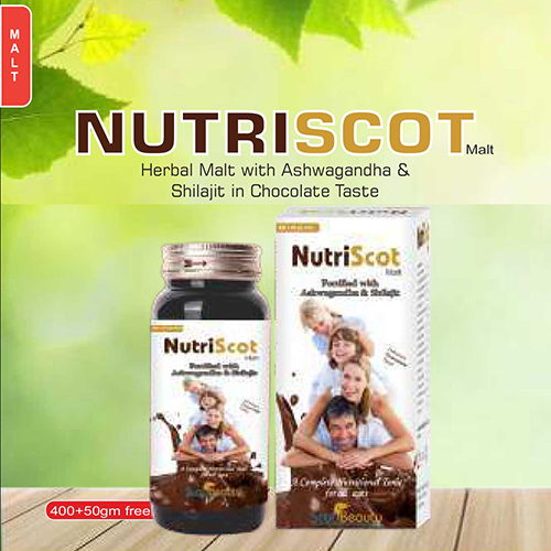 Product Name: Nutriscot, Compositions of Nutriscot are Herbal Malt with Ashwagandha & Shilajit in Chocolate Taste - Pharma Drugs and Chemicals