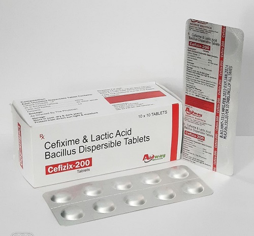 Product Name: Cefizix 200, Compositions of Cefizix 200 are Cefixime & Lactic Acid Bacillus Dispersible Tablets - Aidway Biotech