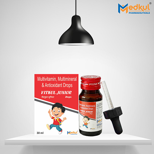 Product Name: Vitkul Junior, Compositions of Vitkul Junior are Multivitamin,Multimineral & Anti-oxidant Drops - Medkul Pharmaceuticals