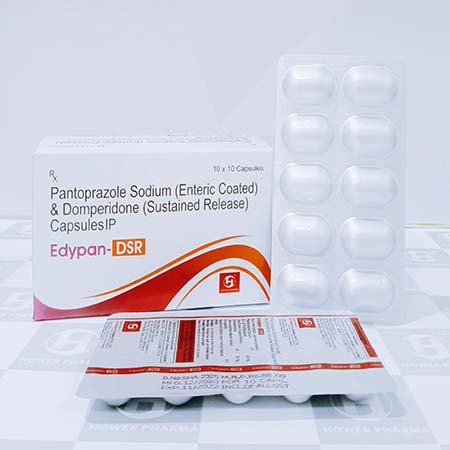 Product Name: Edypan Dsr, Compositions of Edypan Dsr are Pantoprazole Sodium (Enteric Coated) & Domperidone  (Sustained Release) Capsules IP - Hower Pharma Private Limited