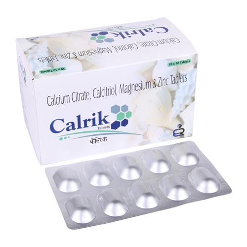 Product Name: Calrik, Compositions of Calrik are Calcium Citrate, Calcitriol, Magnesium &  Zinc Tablets - Erika Remedies