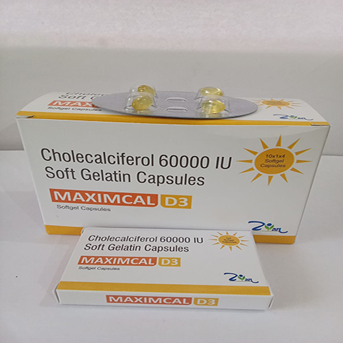Product Name: MAXIMCAL D3, Compositions of MAXIMCAL D3 are Cholecalciferol 60,000 Softgel Capsules - Arlig Pharma