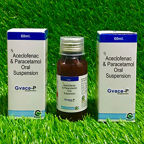 Product Name: Gvace P, Compositions of Gvace P are Aceclofenac & Paracetamol Oral - Gvans Biotech Pvt. Ltd