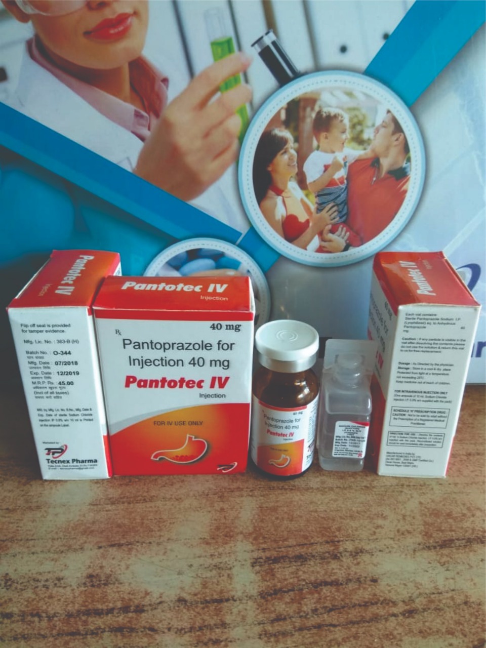 Product Name: PANTOTEC IV, Compositions of PANTOTEC IV are Pantoprazole for Injection 40mg - Tecnex Pharma