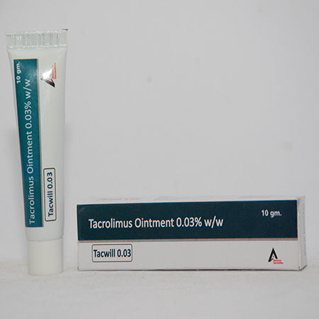 Product Name: TACWILL 0.03, Compositions of TACWILL 0.03 are Tacrolimus Ointment 0.03% w/w - Alencure Biotech Pvt Ltd