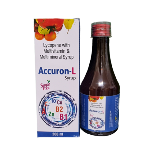 Product Name: Accuron L Syrup, Compositions of Accuron L Syrup are Lycopene with Multivitamin & Multimineral Syrup - Dolchem Pharmaceuticals Private Limited