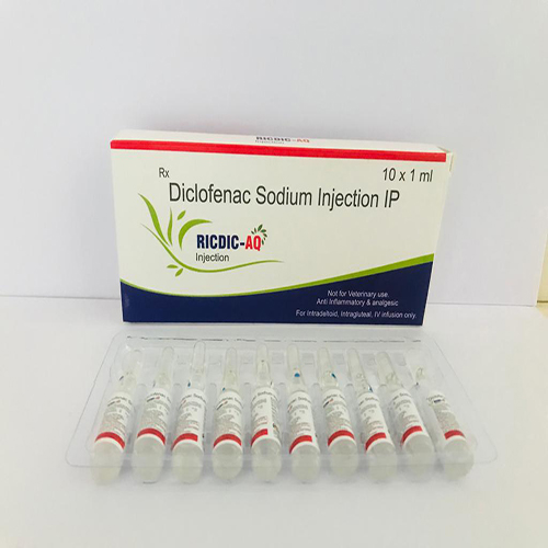 Product Name: Ricdic AQ, Compositions of Ricdic AQ are Diclofenac Sodium Injection IP - Aseric Pharma