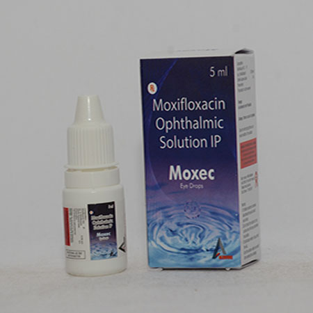 Product Name: MOXEC, Compositions of MOXEC are Moxifloxacin Ophthalmic Solution IP - Alencure Biotech Pvt Ltd