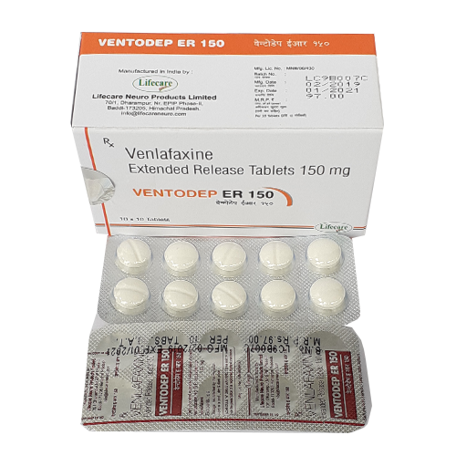 Product Name: Ventodep ER 150, Compositions of Ventodep ER 150 are Venlafaxine Extended Release Tablets 150mg - Lifecare Neuro Products Ltd.