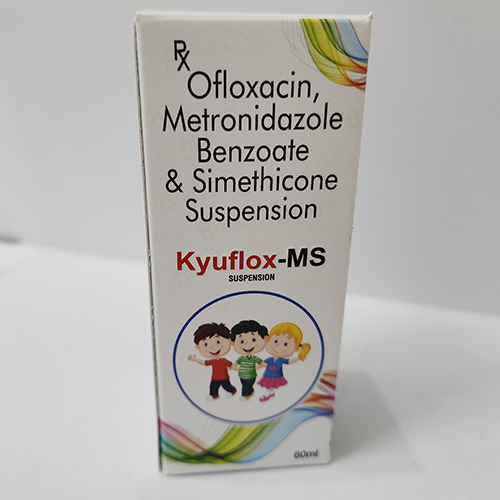 Product Name: Kyuflox HS, Compositions of Kyuflox HS are Ofloxacin, Metronidazole Benzoate & Simethicone Suspension - Bkyula Biotech