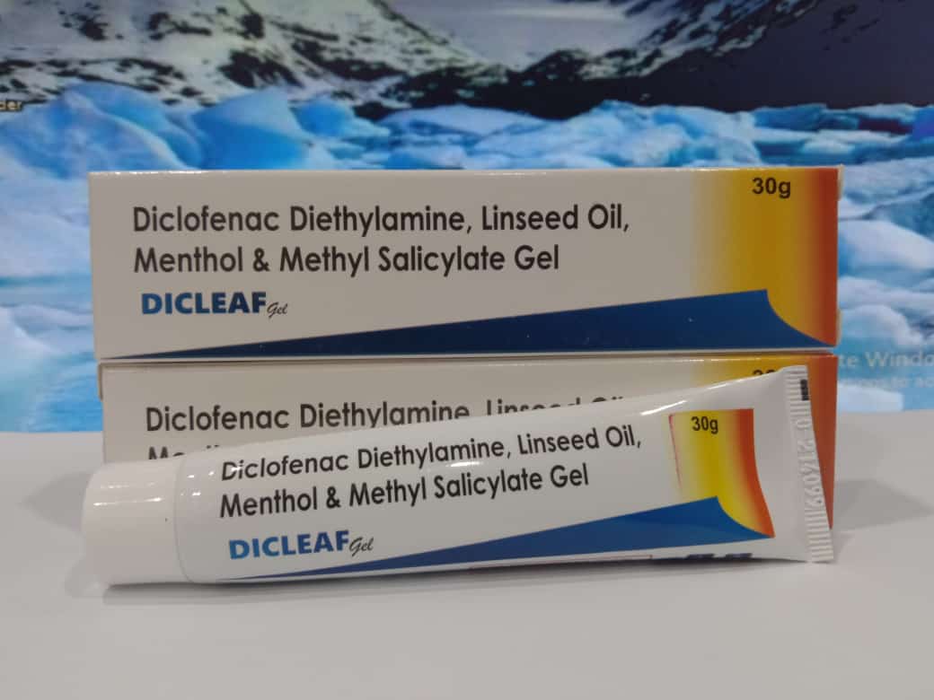 Product Name: Docleaf, Compositions of Docleaf are Diclofenac  Diethylamine,Linseed Oil & Methyl Salicylate Gel - JV Healthcare