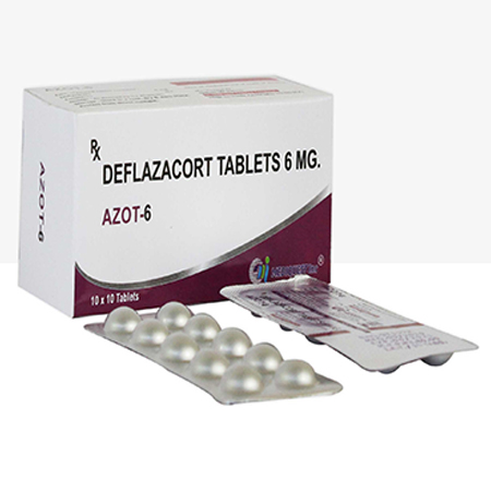 Product Name: AZOT 6, Compositions of AZOT 6 are Deflazacort Tablets 6mg - Mediquest Inc