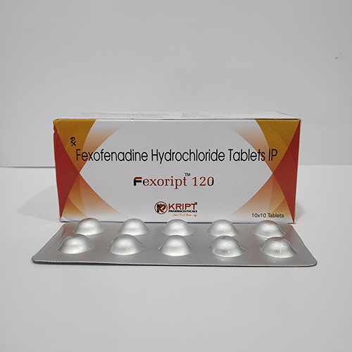 Product Name: Fexoript 120, Compositions of Fexoript 120 are Fexofenadine Hydrochloride Tablets IP - Kript Pharmaceuticals
