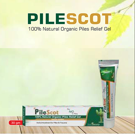 Product Name: Pilescot, Compositions of Pilescot are 100% Natural Oraganic Piles Relief Gel - Scothuman Lifesciences