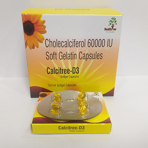 Product Name: Calcitree D3, Compositions of Calcitree D3 are Cholecalciferol 60000 IU   Soft Gelatin  Capsules - Healthtree Pharma (India) Private Limited