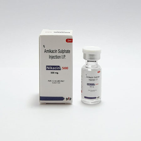 Product Name: Nikacin 500, Compositions of Nikacin 500 are Amikacin Sulphate Injection IP - Noxxon Pharmaceuticals Private Limited
