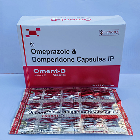 Product Name: Oment D, Compositions of Oment D are Omeprazole & domperidone capsules IP - Levent Biotech Pvt. Ltd