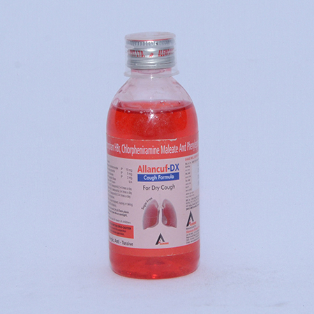 Product Name: ALLANCUF DX, Compositions of ALLANCUF DX are Phenylphrine HCL, Paracetamol, Sodium Citrate Chlorpheniramine Maleate & Menthol Suspension - Alencure Biotech Pvt Ltd