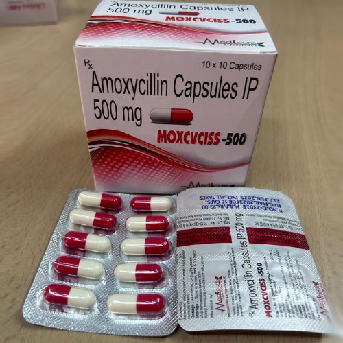 Product Name: MOXCVCISS 500, Compositions of MOXCVCISS 500 are Amoxycillin Capsules Ip 500 mg - Medicure LifeSciences