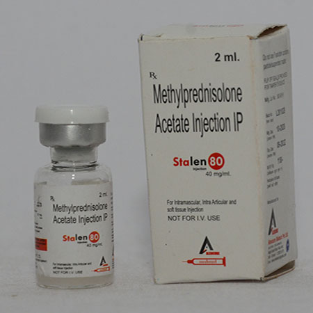 Product Name: STALEN 80, Compositions of STALEN 80 are Methylprednisolone Acetate Injection IP - Alencure Biotech Pvt Ltd
