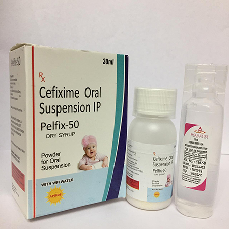 Product Name: PELFIX 50, Compositions of PELFIX 50 are Cefixime Oral Suspension IP - Apikos Pharma