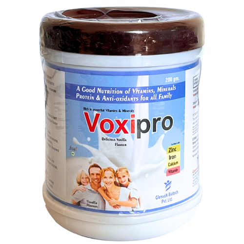 Product Name: Voxipro, Compositions of Voxipro are Vitamin, Minerals, Protein & Anti-oxidants  - Glenvox Biotech Private Limited